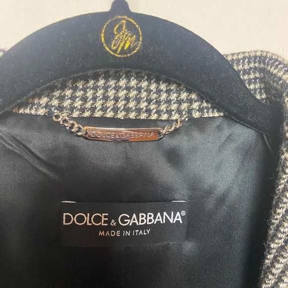 Dolce & Gabbana Wool Plaid Suit Y2K Cropped Blazer Flare Pants Made in Italy - Picture 13 of 16